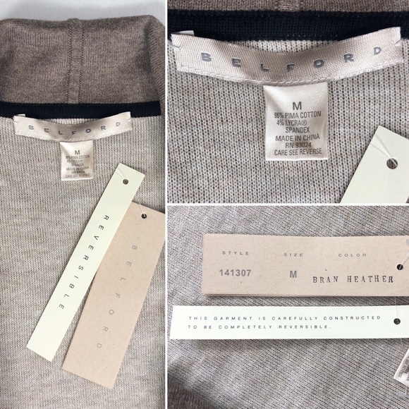 Belford Reversible Sweater Jacket with Faux Leather Trim size Medium - Picture 9 of 12